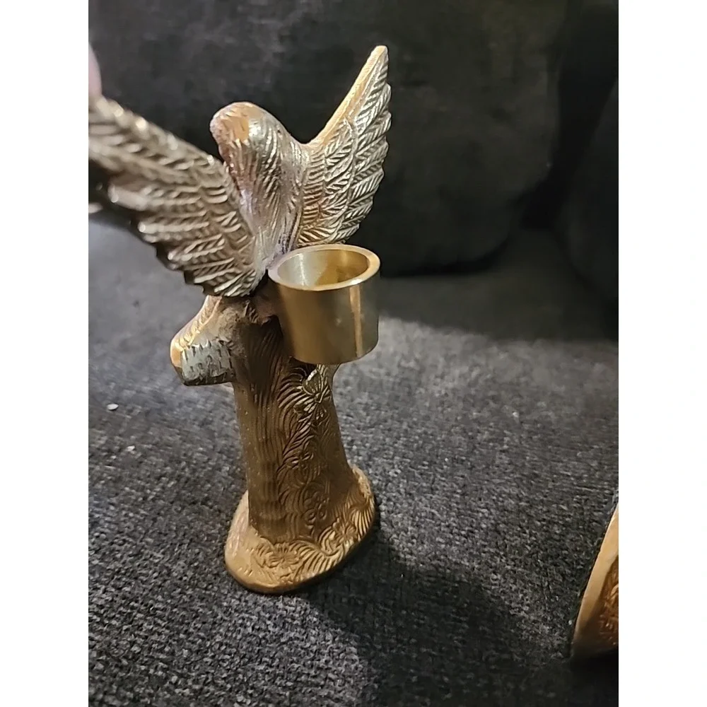 Vintage Brass/Copper Angel‎ Candleholder. Heavy. Detailed.